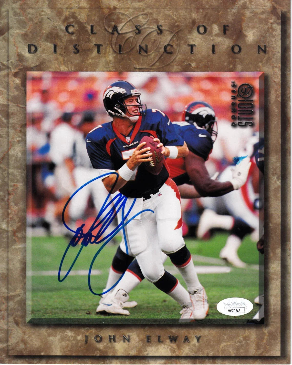 John Elway autographed Denver Broncos 1997 Donruss Studio 8x10 photo card JSA - AutographsForSale.com
