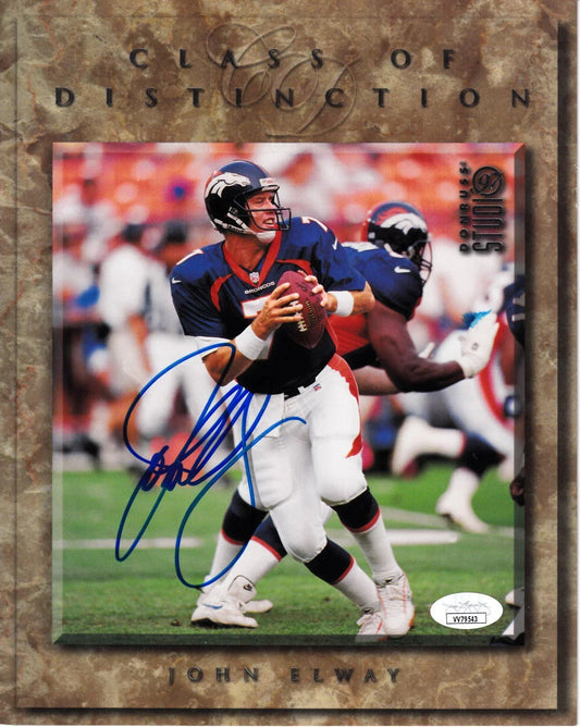 John Elway autographed Denver Broncos 1997 Donruss Studio 8x10 photo card JSA - AutographsForSale.com