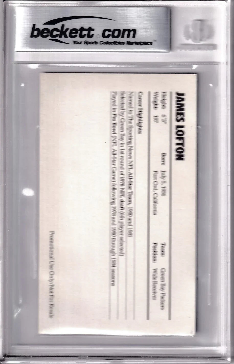 James Lofton signed Packers 1985 Nike card w/ HOF 03 BAS certified - AutographsForSale.com