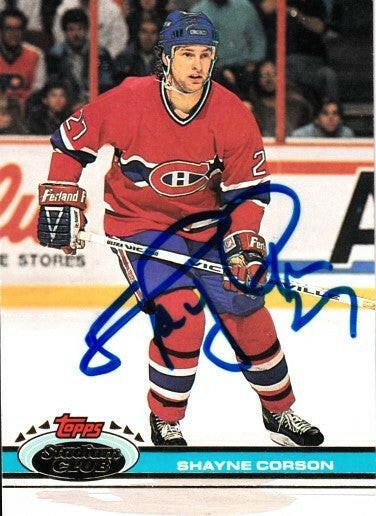 Shayne Corson signed Canadiens 1991-92 Stadium Club card - AutographsForSale.com