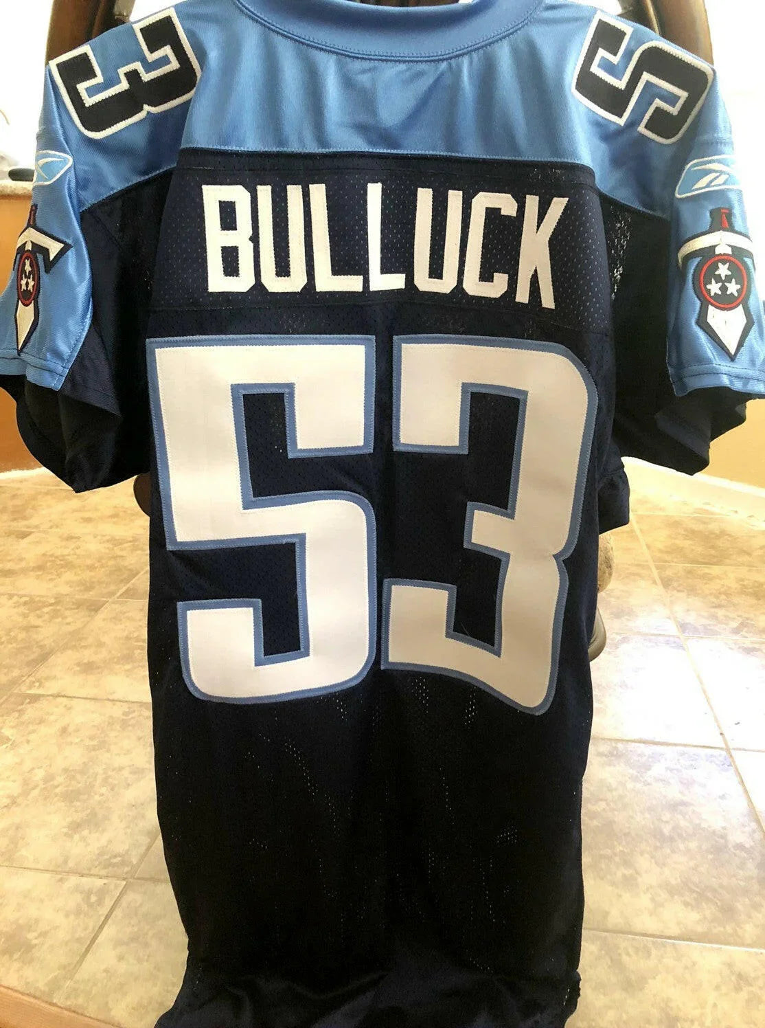 Keith Bulluck Tennessee Titans 2007 Reebok team issue navy jersey - AutographsForSale.com