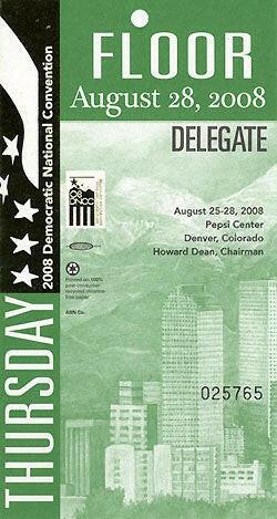 2008 Democratic National Convention Dnc Delegate Credential Pass Barack Obama Nominated - AutographsForSale.com
