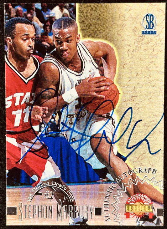 Stephon Marbury certified signed Georgia Tech 1996 Score Board card - AutographsForSale.com