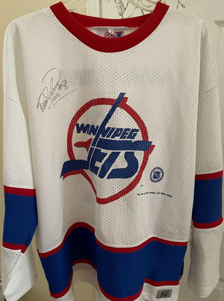 Teemu Selanne signed Winnipeg Jets white replica jersey dated 1995 JSA - AutographsForSale.com