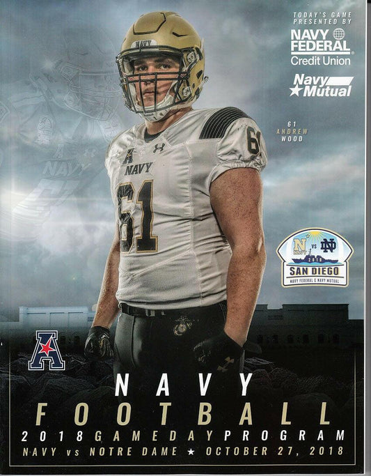 2018 Notre Dame vs Navy San Diego college football program - AutographsForSale.com