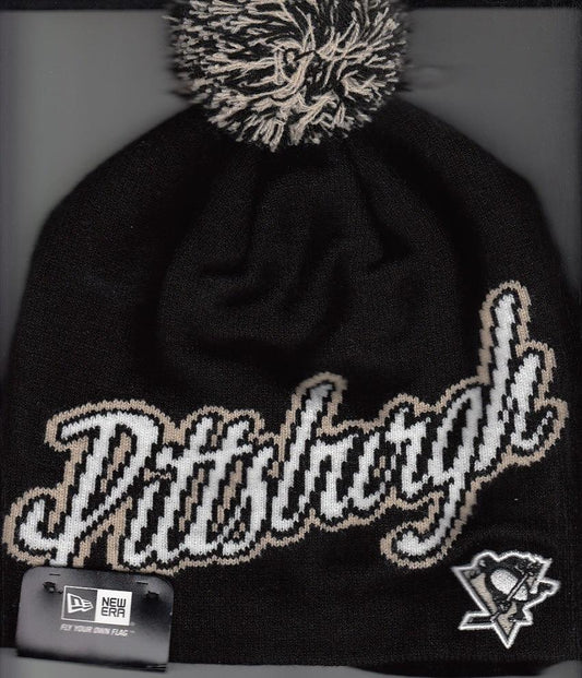 Pittsburgh Penguins New Era knit cap or hat with pom pom NEW - AutographsForSale.com