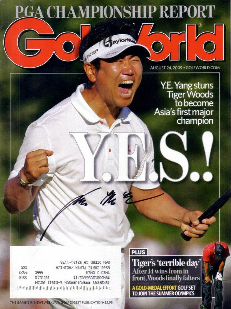 Y.E. Yang autographed 2009 PGA Championship Golf World issue - AutographsForSale.com