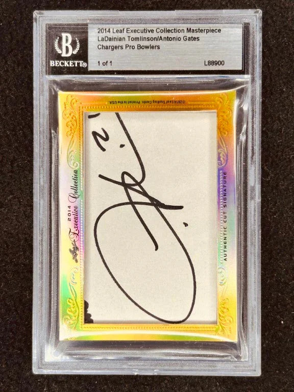 LaDainian Tomlinson & Antonio Gates 2014 Leaf Masterpiece Cut Signature certified signed card 1/1 JSA Chargers - AutographsForSale.com