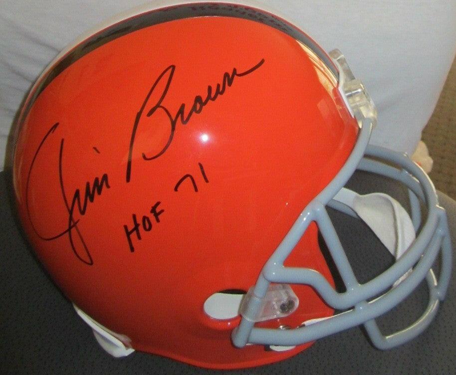 Jim Brown signed Cleveland Browns full size helmet w/ HOF 71 JSA - AutographsForSale.com