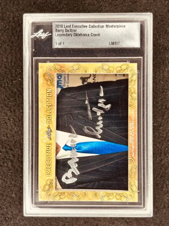 Barry Switzer 2018 Leaf Masterpiece Cut Signature card 1/1 JSA Oklahoma Sooners - AutographsForSale.com