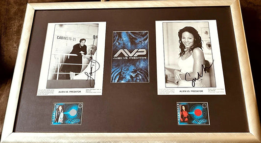 Lance Henriksen and Sanaa Lathan autographed Alien vs Predator 8x10 movie photos framed JSA - AutographsForSale.com