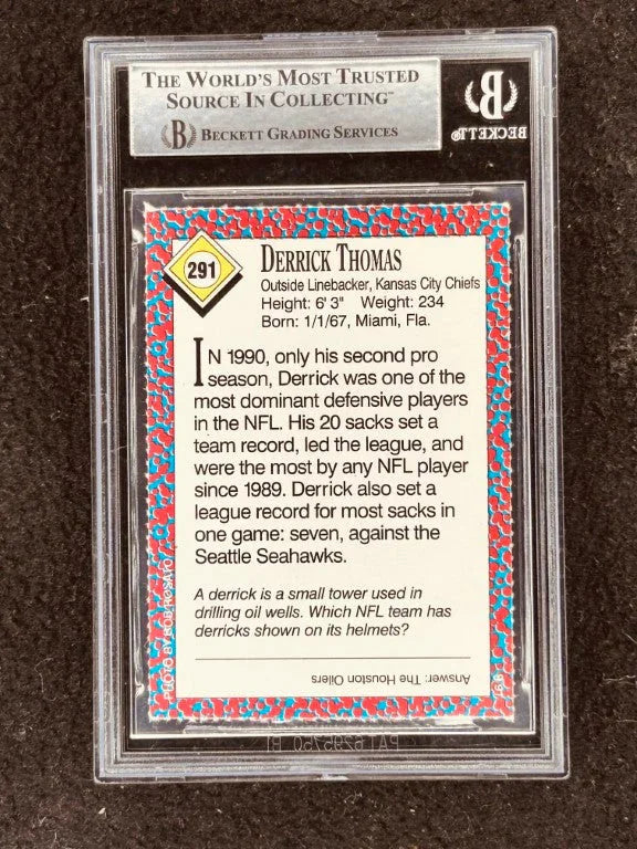 Derrick Thomas signed KC Chiefs 1991 SI for Kids card BAS certified - AutographsForSale.com