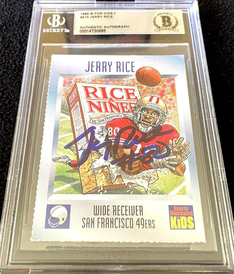 Jerry Rice autographed San Francisco 49ers 1995 Sports Illustrated for Kids card BAS slabbed - AutographsForSale.com