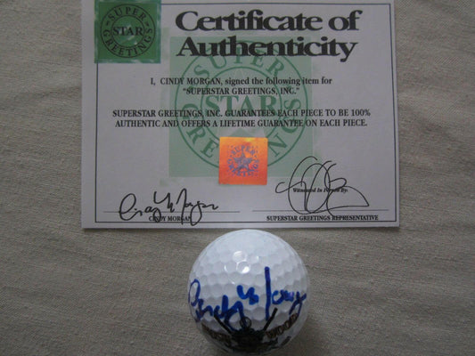Cindy Morgan signed Caddyshack Bushwood Country Club logo golf ball Superstar Greetings - AutographsForSale.com