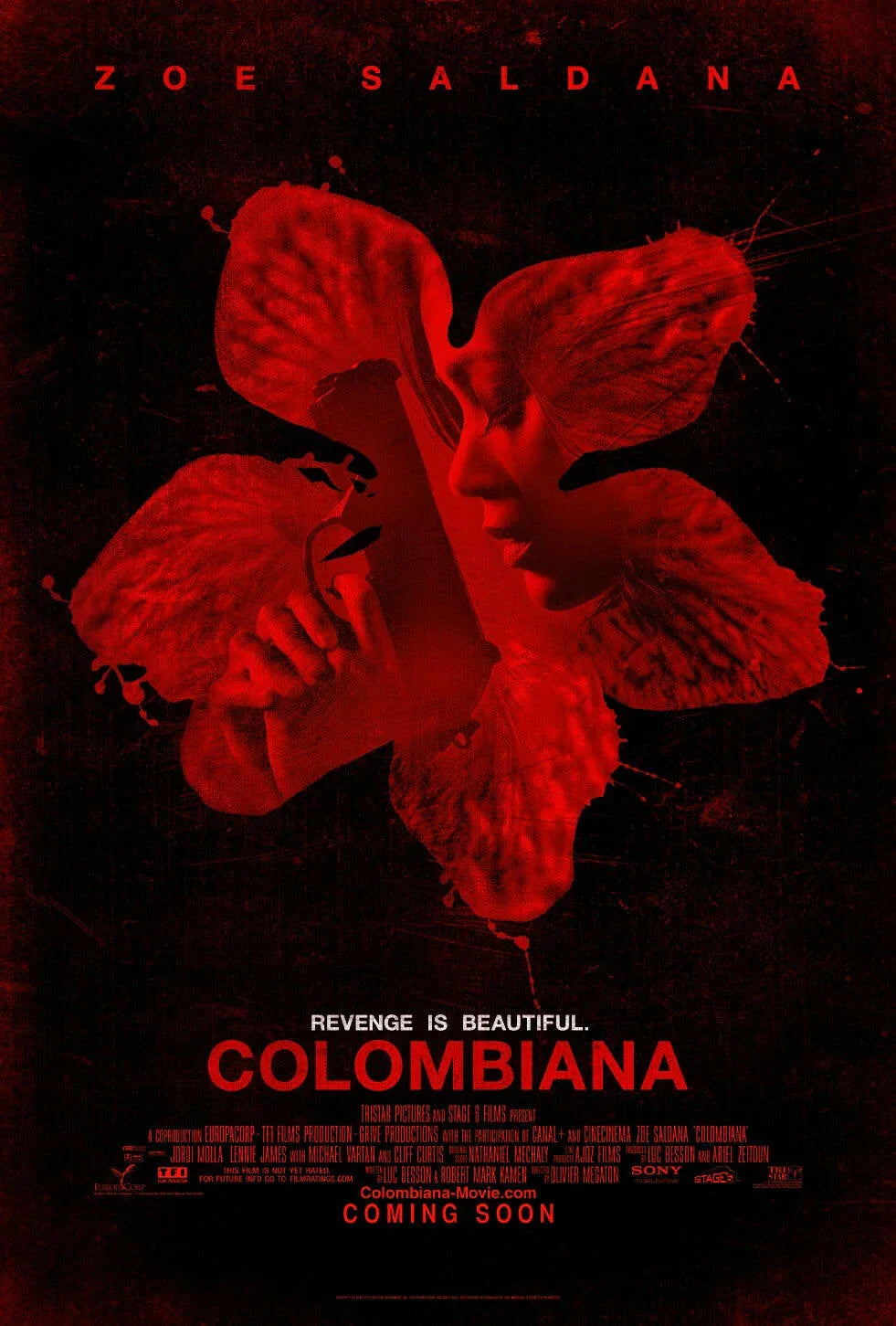 Colombiana 2011 mini movie poster Zoe Saldana - AutographsForSale.com