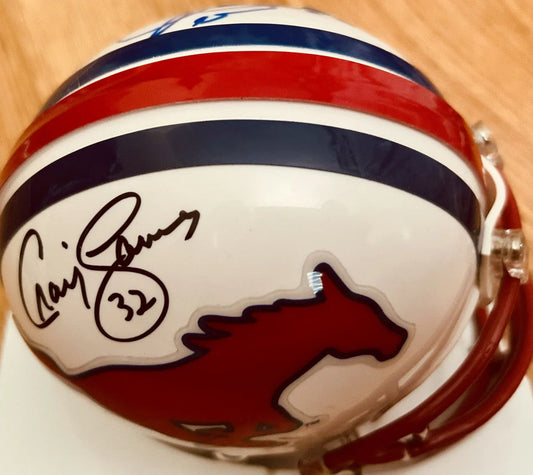 Eric Dickerson and Craig James autographed SMU Mustangs mini helmet inscribed Pony Express (JSA) - AutographsForSale.com
