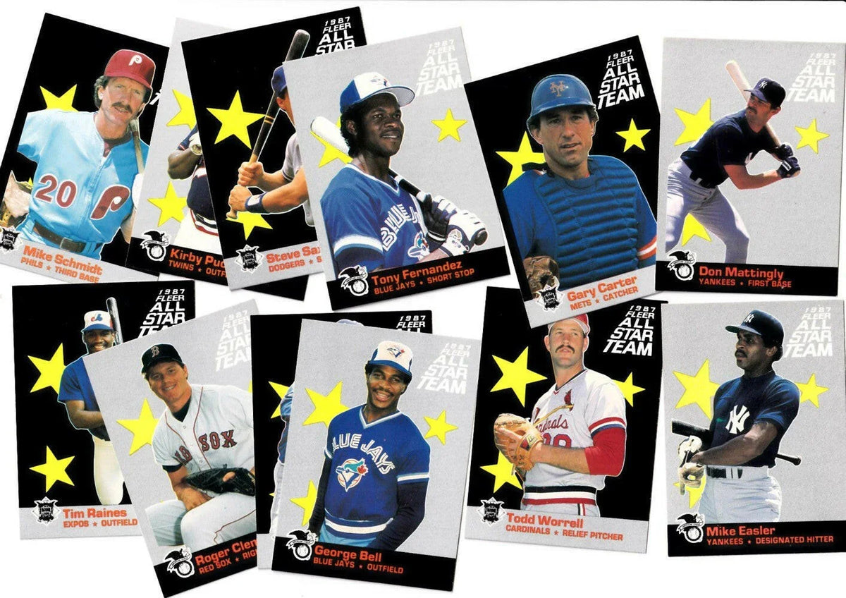 1987 Fleer All-Star team 12 insert card set Don Mattingly Kirby puckett Mike Schmidt - AutographsForSale.com