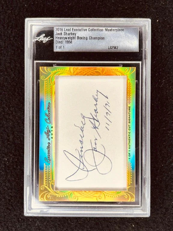 Jack Sharkey 2016 Leaf Masterpiece Cut Signature certified signed boxing card 1/1 JSA - AutographsForSale.com