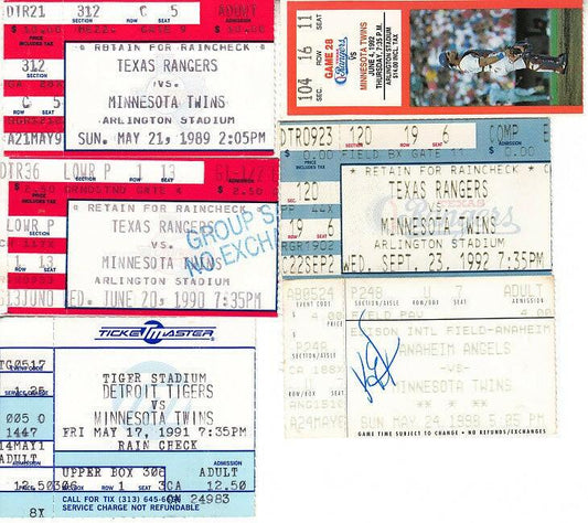 Minnesota Twins lot of 6 vintage road game ticket stubs (Kirby Puckett) - AutographsForSale.com