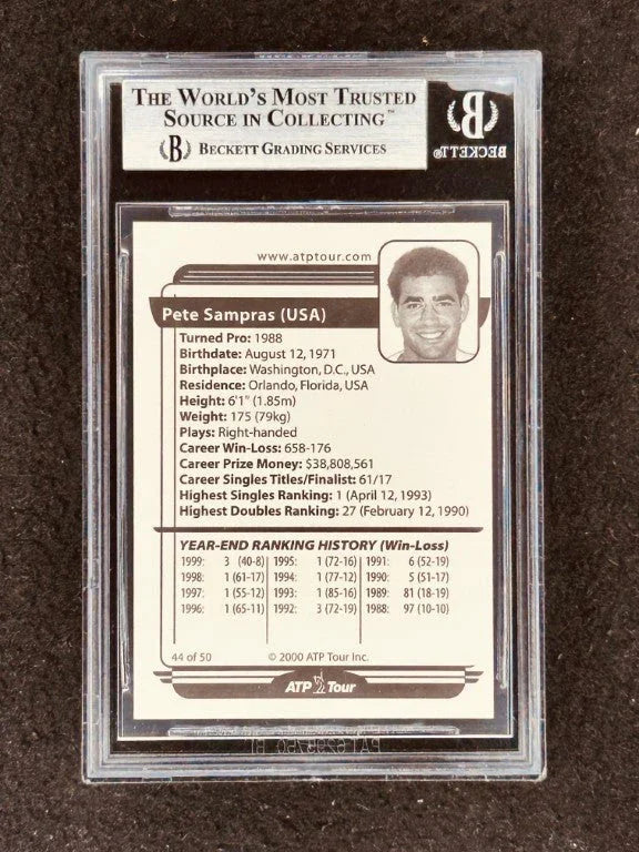 Pete Sampras 2000 ATP Tour tennis card BGS Graded 9 MINT - AutographsForSale.com
