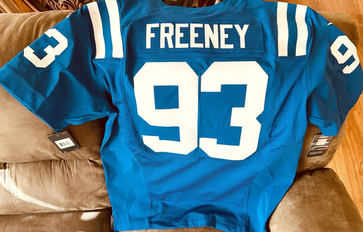 Dwight Freeney Indianapolis Colts 2012 last season Nike Elite game model blue jersey NEW - AutographsForSale.com
