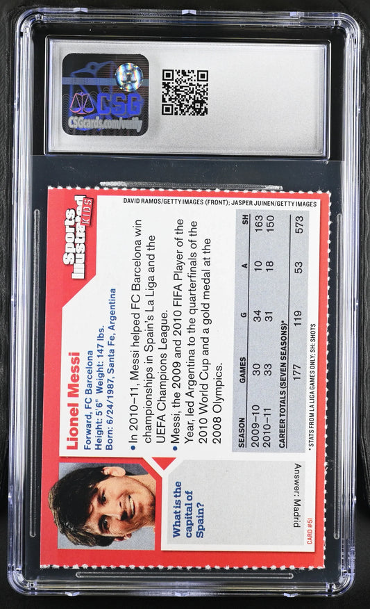 Lionel Messi 2011 SI for Kids soccer card CSG grade 8 - AutographsForSale.com