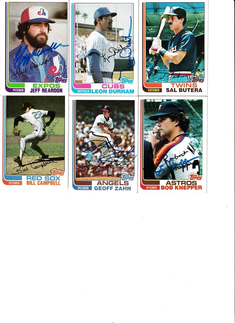 6 autographed 1982 Topps baseball cards Leon Durham Bob Knepper Jeff Reardon - AutographsForSale.com