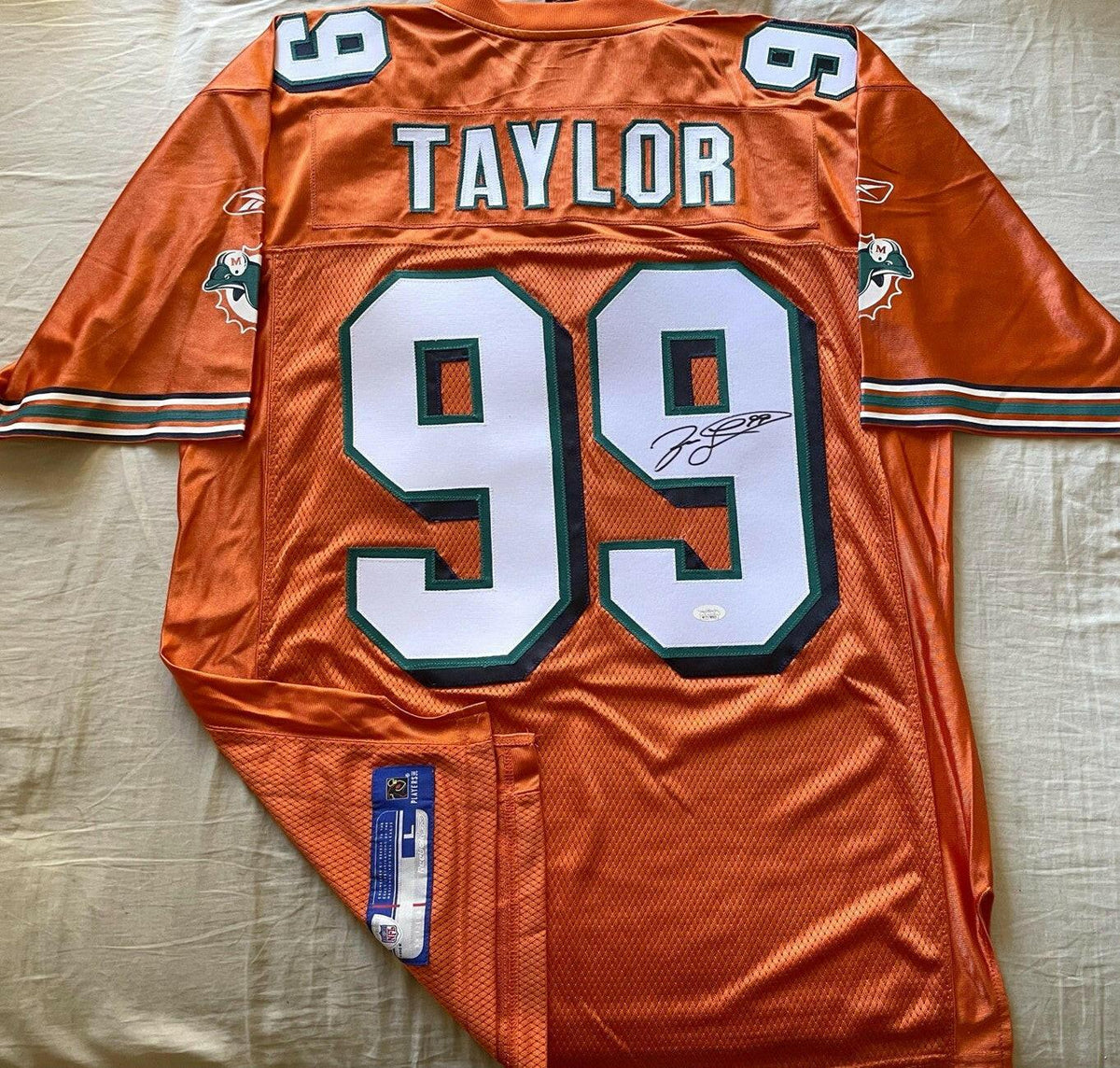 Jason Taylor signed Dolphins 2003 2004 Reebok orange jersey JSA - AutographsForSale.com