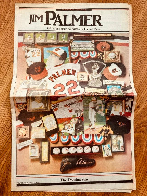 Jim Palmer Orioles 1990 Baseball Hall of Fame Evening Sun newspaper - AutographsForSale.com