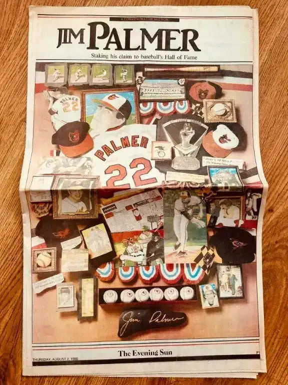 Jim Palmer Orioles 1990 Baseball Hall of Fame Evening Sun newspaper - AutographsForSale.com