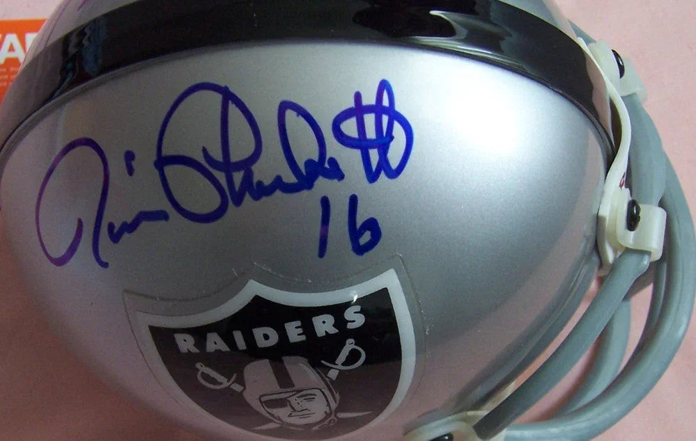 Jim Plunkett & Napoleon McCallum signed Raiders mini helmet JSA - AutographsForSale.com