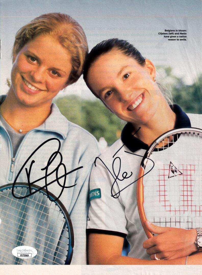 Kim Clijsters and Justine Henin autographed full page tennis magazine photo JSA - AutographsForSale.com