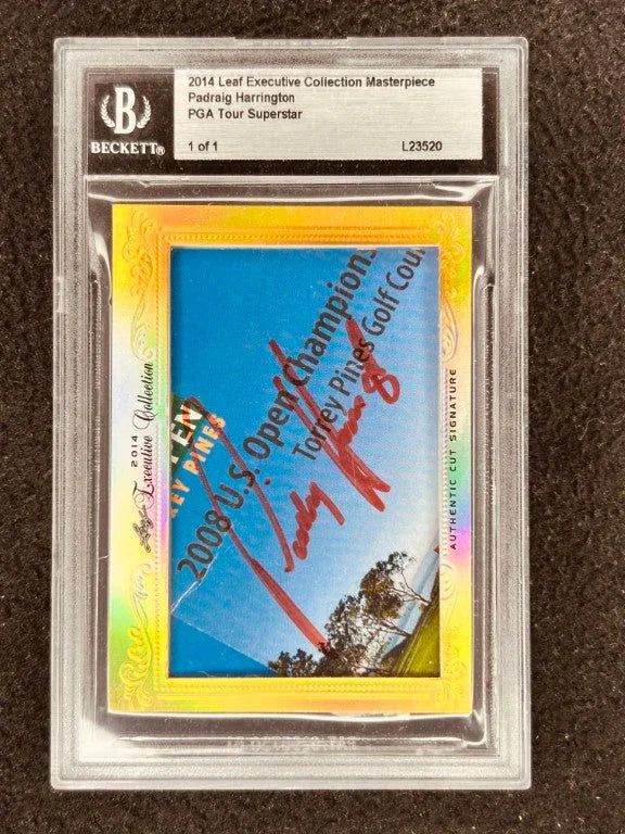 Padraig Harrington 2014 Leaf Masterpiece Cut Signature certified signed golf card 1/1 JSA - AutographsForSale.com