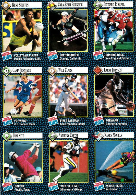 Will Clark Tom Kite Cara-Beth Burnside Kent Steffes 1992 Sports Illustrated for Kids 9 card sheet - AutographsForSale.com