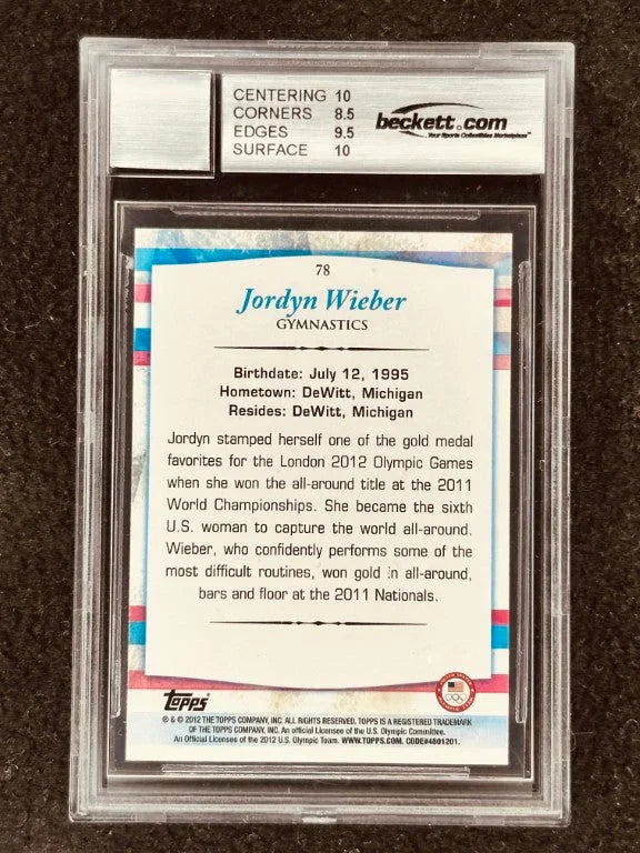 Jordyn Wieber signed 2012 US Olympic Gymnastics team Topps card JSA BGS 9 - AutographsForSale.com