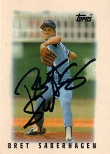 Bret Saberhagen signed KC Royals 1986 Topps mini League Leaders card - AutographsForSale.com