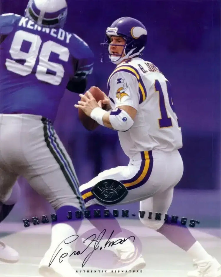 Brad Johnson certified signed Vikings 1997 Leaf Signature 8x10 card - AutographsForSale.com