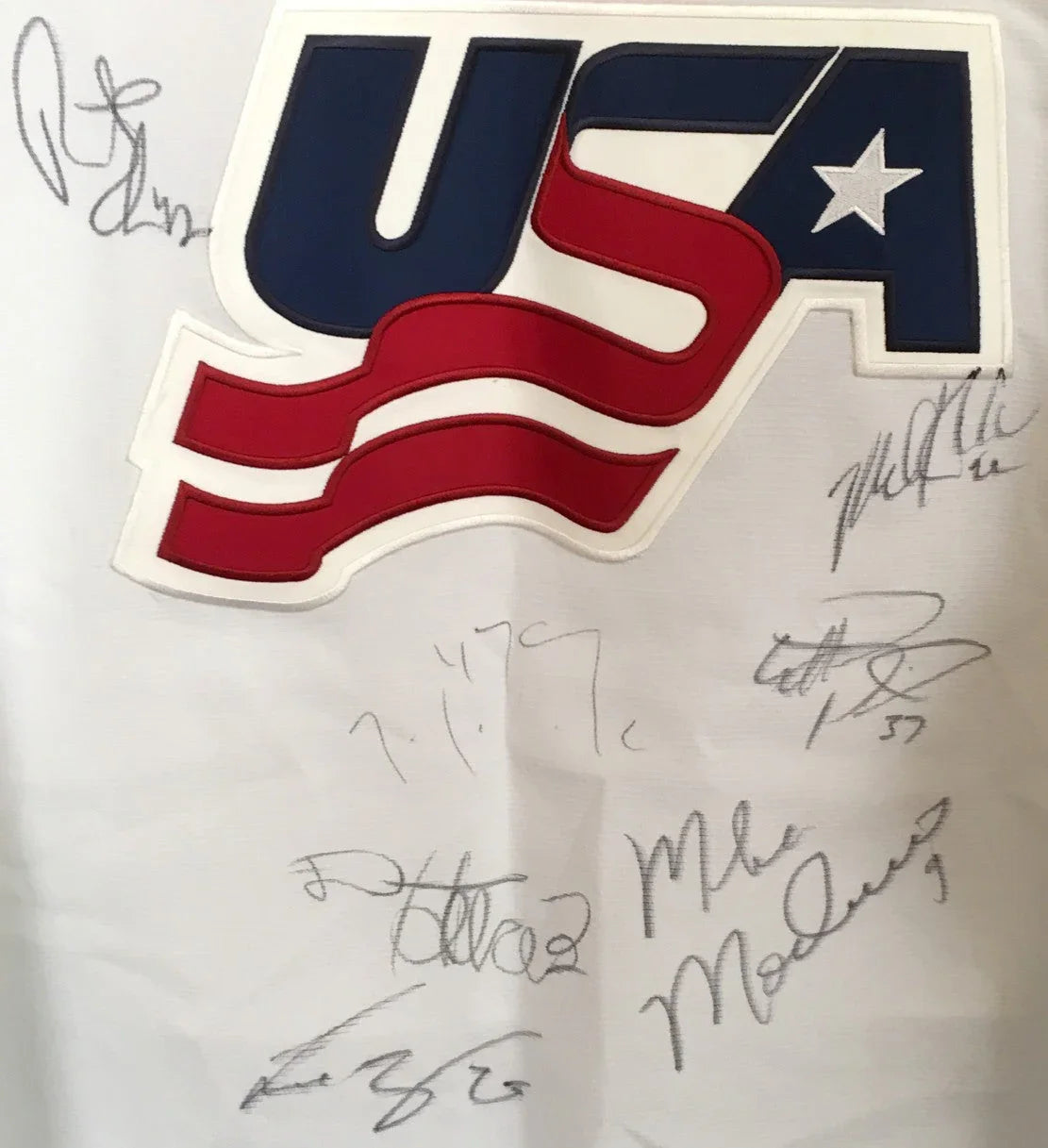 2006 US Olympic hockey team signed Nike jersey Mike Modano Scott Gomez Derian Hatcher JSA - AutographsForSale.com