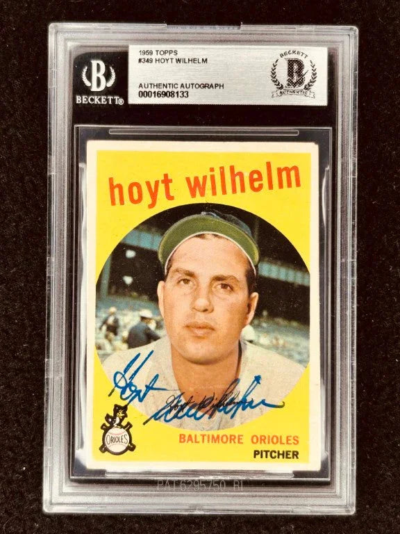 Hoyt Wilhelm autographed Baltimore Orioles 1959 Topps card BAS slabbed - AutographsForSale.com