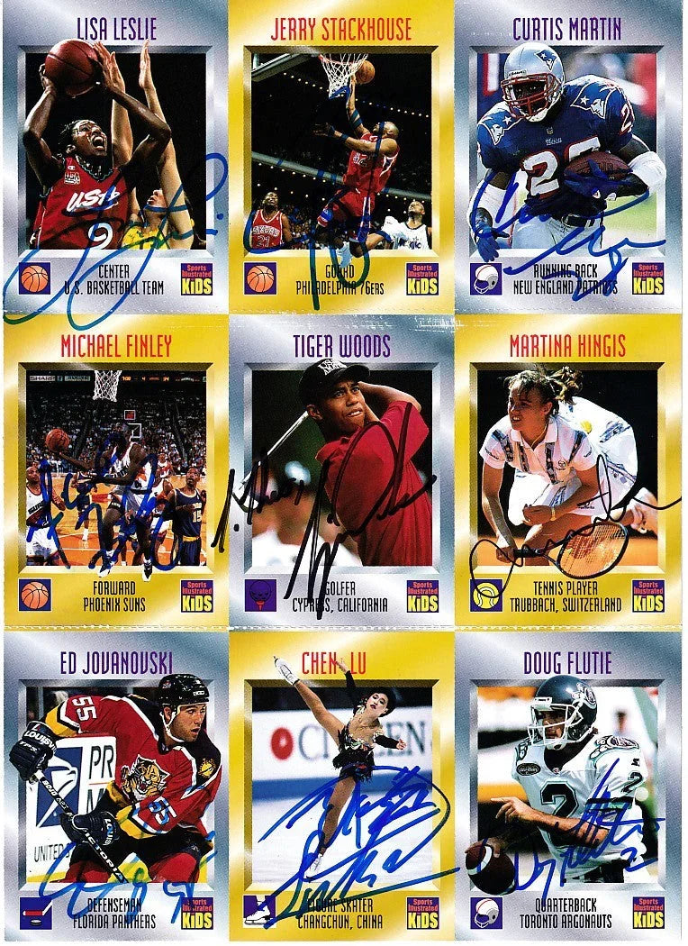 Tiger Woods autographed 1996 Sports Illustrated for Kids Rookie Card sheet JSA - AutographsForSale.com