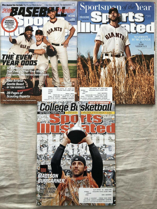 Madison Bumgarner San Francisco Giants lot of 3 Sports Illustrated issues - AutographsForSale.com