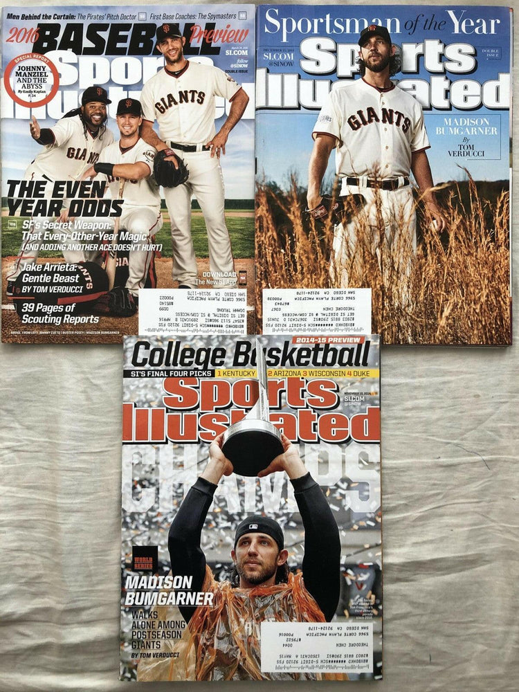 Madison Bumgarner SF Giants 3 Sports Illustrated Issues - AutographsForSale.com