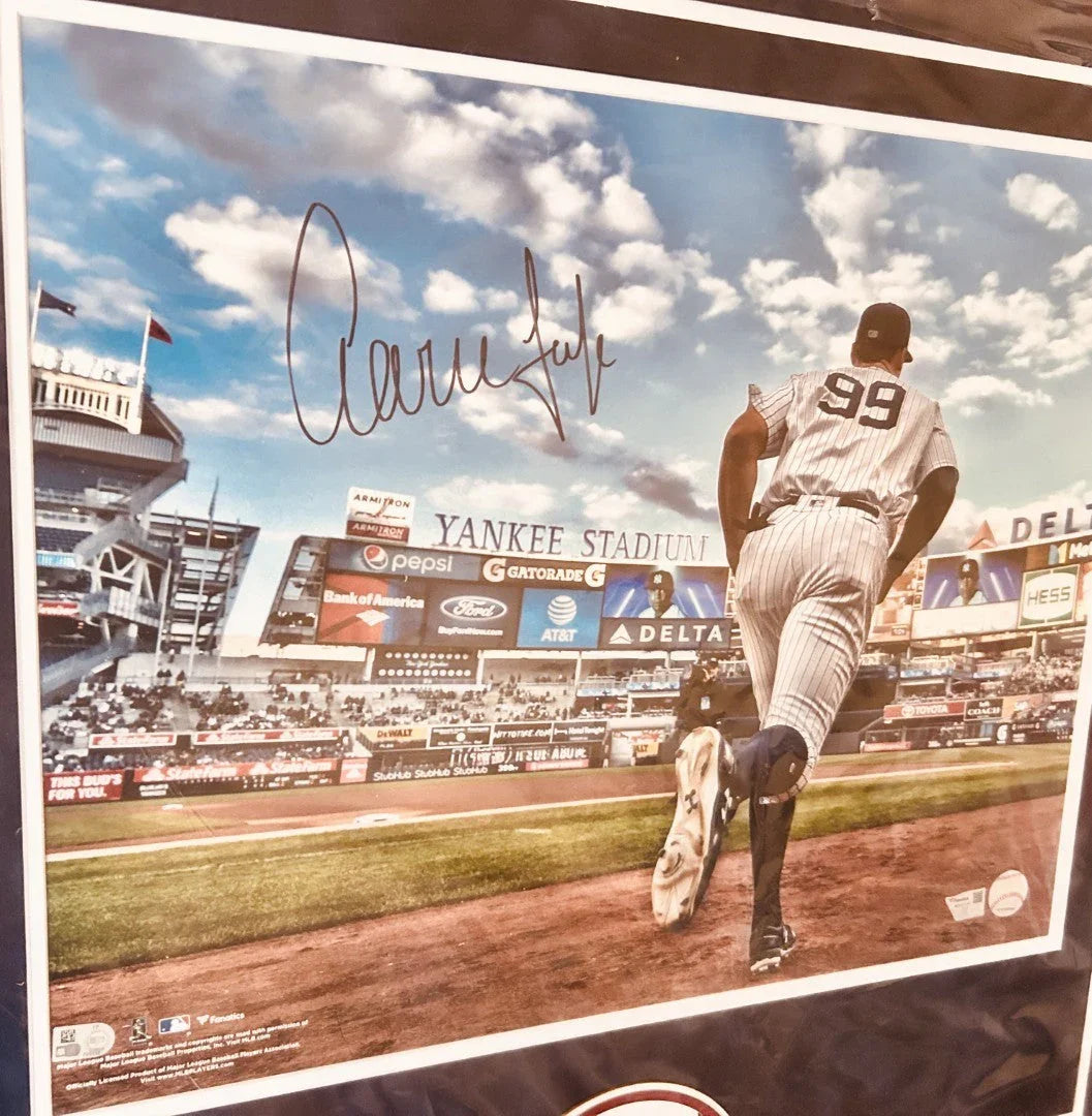 Aaron Judge autographed New York Yankees 16x20 poster size photo custom framed FANATICS - AutographsForSale.com