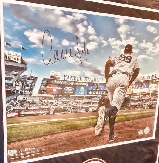 Aaron Judge autographed New York Yankees 16x20 poster size photo custom framed FANATICS - AutographsForSale.com