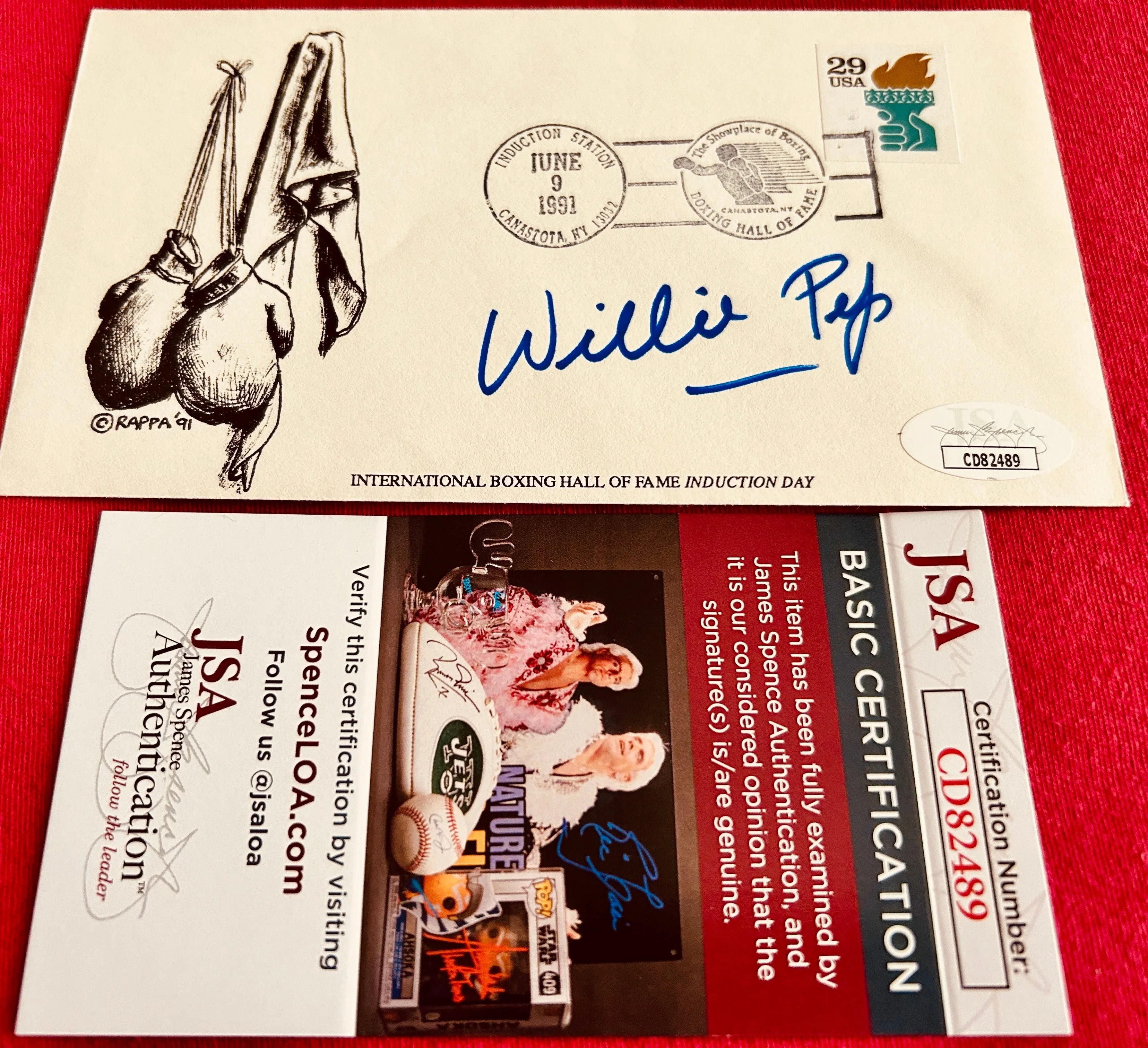 Willie Pep signed 1991 Boxing Hall of Fame cachet JSA - AutographsForSale.com