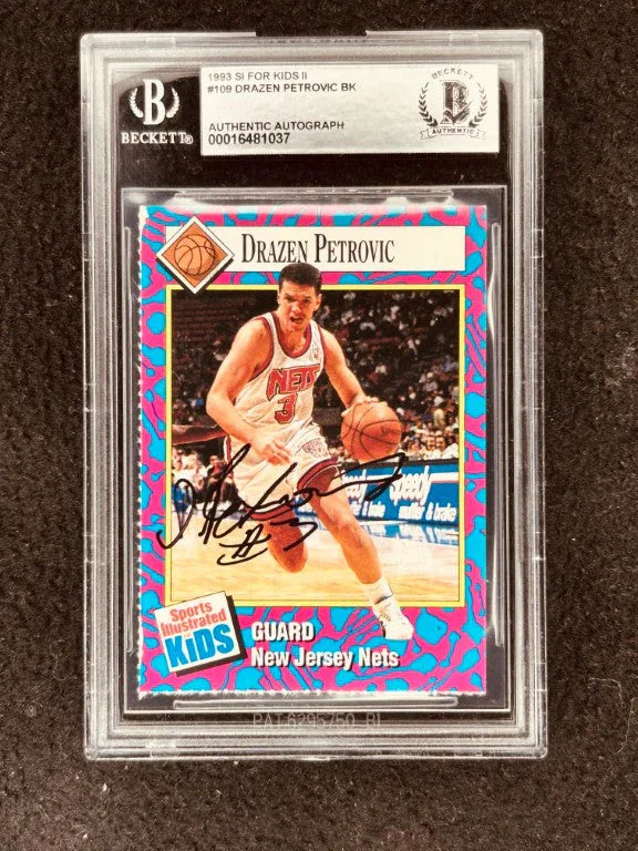Drazen Petrovic signed New Jersey Nets 1993 SI for Kids card BAS - AutographsForSale.com