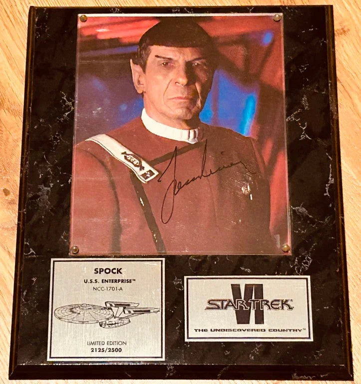Leonard Nimoy signed Star Trek VI movie 8x10 Spock photo plaque - AutographsForSale.com