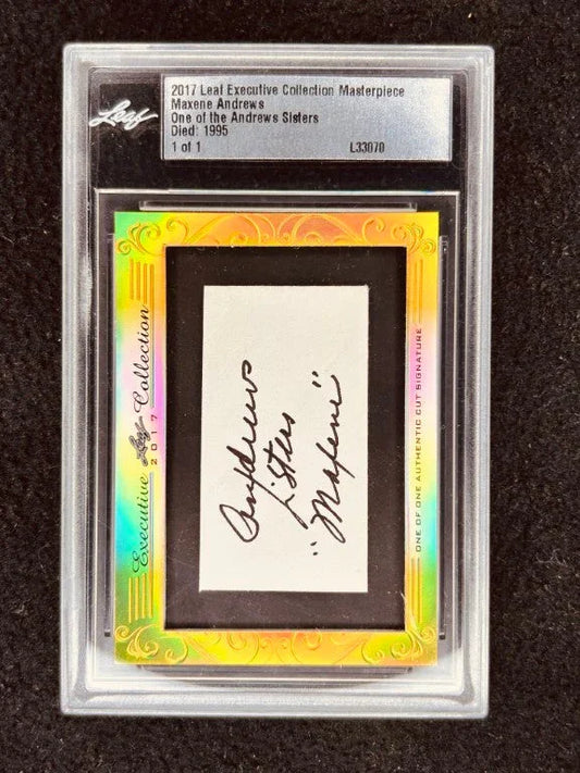 Maxene Andrews 2017 Leaf Masterpiece Cut Signature certified autograph card 1/1 JSA Andrews Sisters - AutographsForSale.com