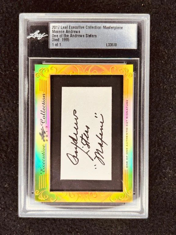 Maxene Andrews 2017 Leaf Masterpiece Cut Signature certified autograph card 1/1 JSA Andrews Sisters - AutographsForSale.com