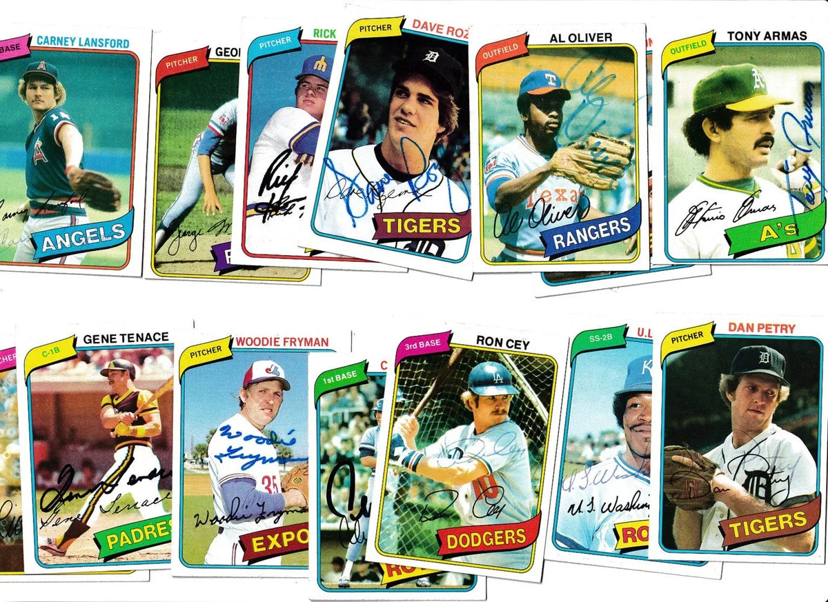14 signed 1980 Topps cards Ron Cey Carney Lansford Al Oliver Dan Petry Gene Tenace - AutographsForSale.com